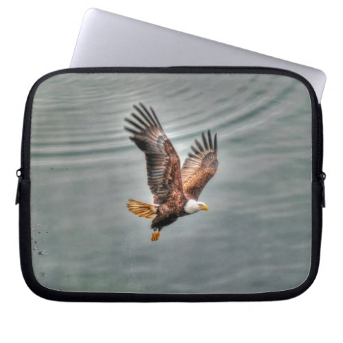 American Bald Eagle Flying Over Ocean Laptop Sleeve