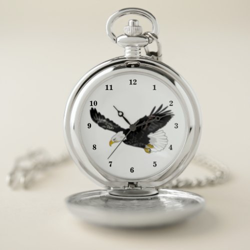 American Bald Eagle Flying Pocket Watch _ Painting