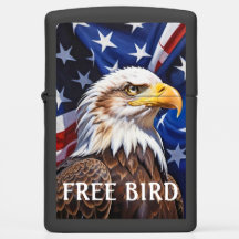 American Bald Eagle Free Bird Zippo Lighter Black
