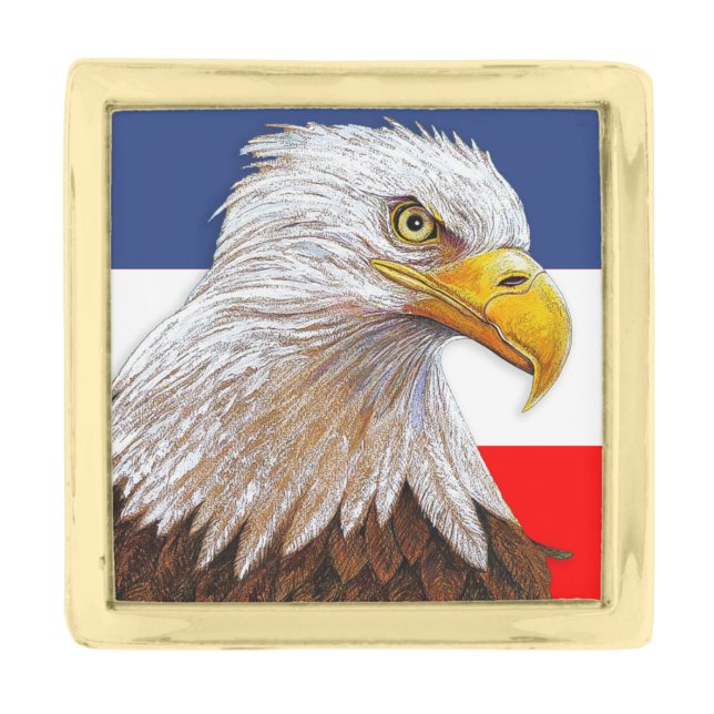 American Bald Eagle Gold Finish Lapel Pin (Front)