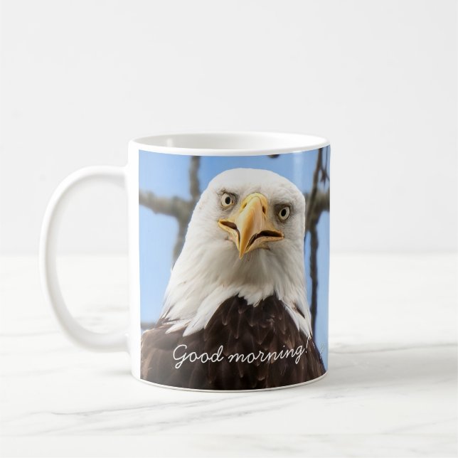 American Bald Eagle Good Morning Funny  Coffee Mug (Left)