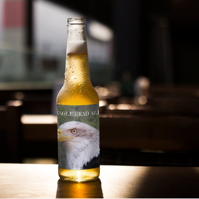 American Bald Eagle Head Beer Bottle Label (In Situ)