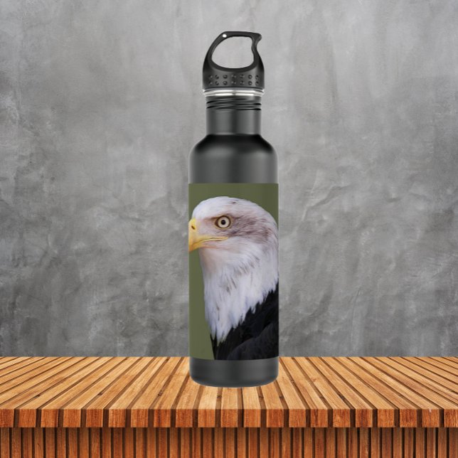 American Bald Eagle Head Stainless Steel Water Bottle (In Situ)