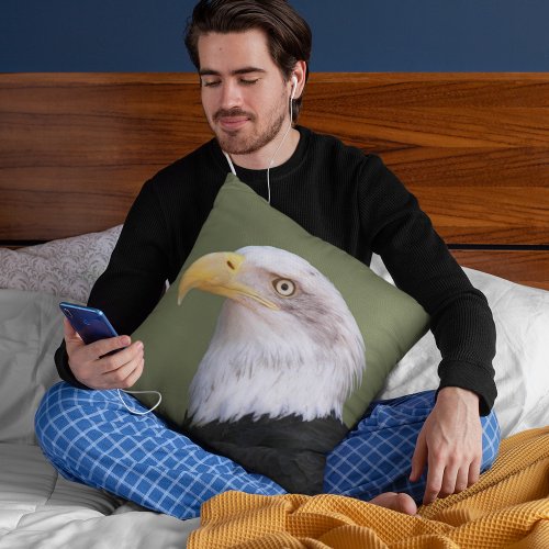 American Bald Eagle Head Throw Pillow