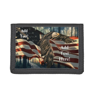 American Bald Eagle Home Of The Brave Trifold Wal Tri-fold Wallet