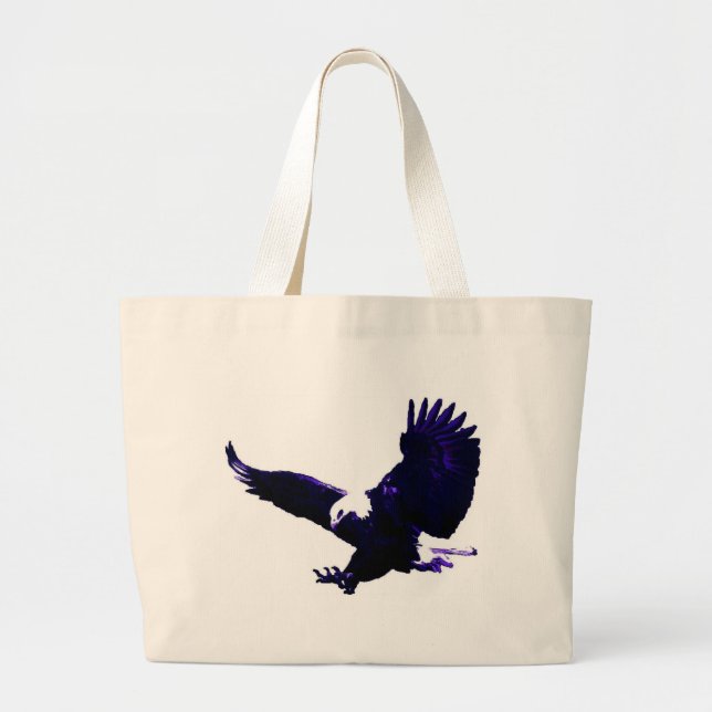 American Bald Eagle Landing Large Tote Bag (Front)