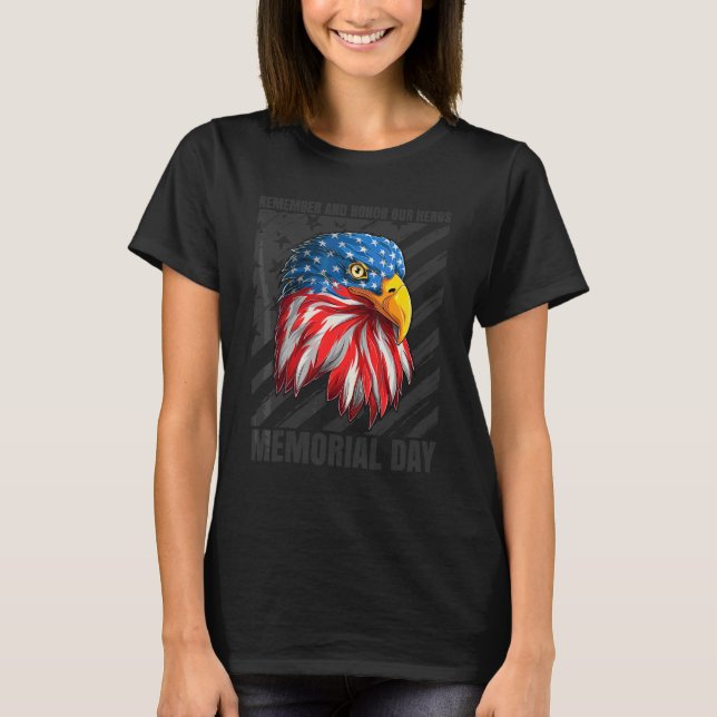 American Bald Eagle Memorial Day Honor Fallen Hero T-Shirt (Front)