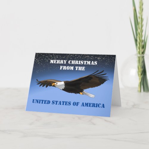 American Bald Eagle  Merry Christmas From USA Holiday Card