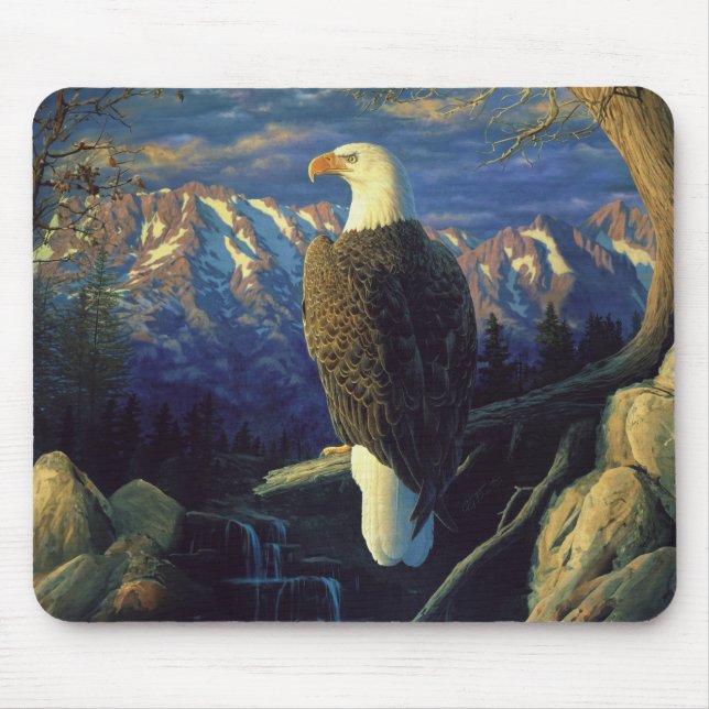 American Bald Eagle Mountain Sunrise Mouse Pad (Front)