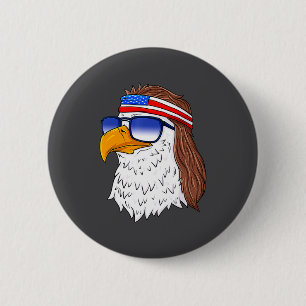 American Bald Eagle Mullet 4th Of July Funny Usa  Button