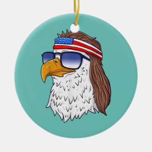 American Bald Eagle Mullet 4th Of July Funny USA Ceramic Ornament