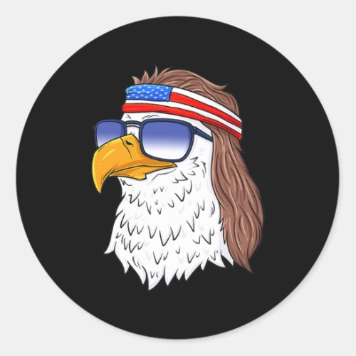 American Bald Eagle Mullet 4th Of July Funny USA Classic Round Sticker
