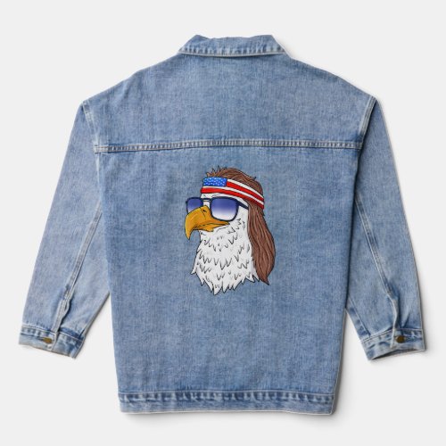 American Bald Eagle Mullet 4th Of July Funny Usa P Denim Jacket