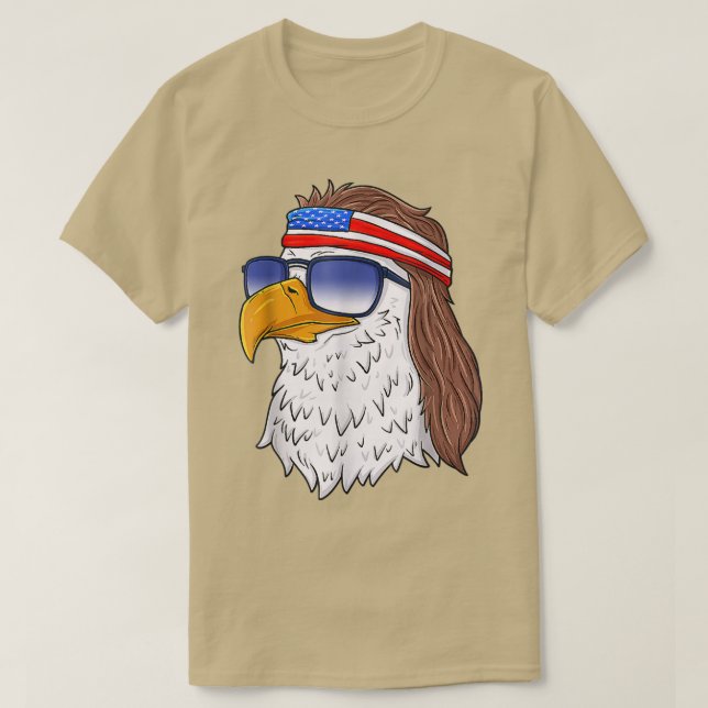 American Bald Eagle Mullet 4th Of July Funny USA P T-Shirt (Design Front)