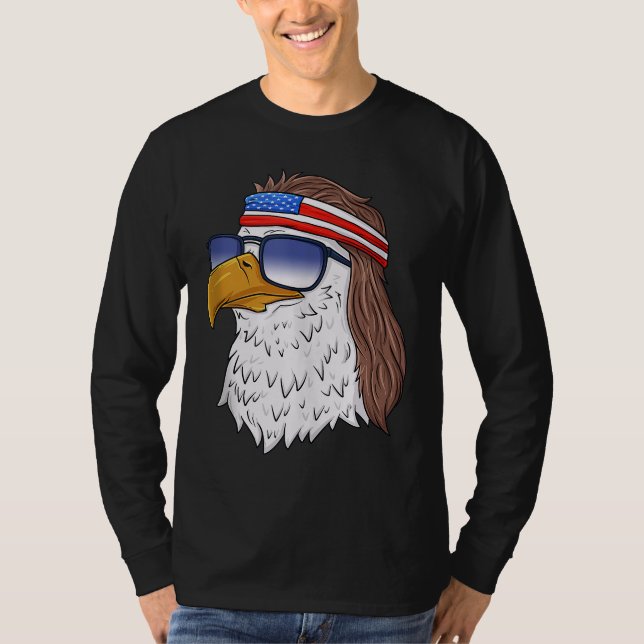 American Bald Eagle Mullet 4th Of July Funny USA P T-Shirt (Front)