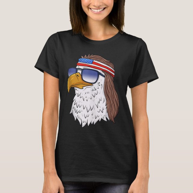 American Bald Eagle Mullet 4th Of July Funny USA P T-Shirt (Front)