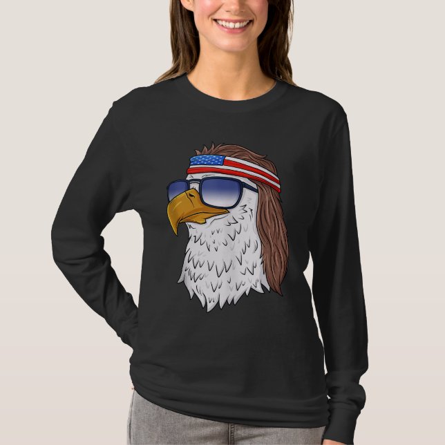 American Bald Eagle Mullet 4th Of July Funny USA P T-Shirt (Front)