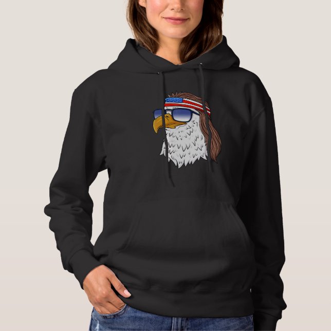 American Bald Eagle Mullet 4th Of July  Usa Patrio Hoodie (Front)