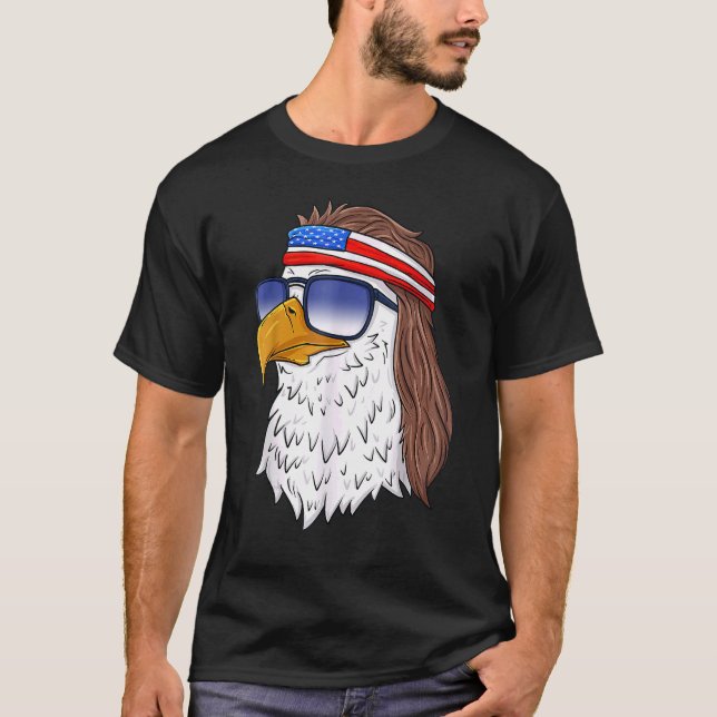 American Bald Eagle Mullet 4th Of July  Usa Patrio T-Shirt (Front)