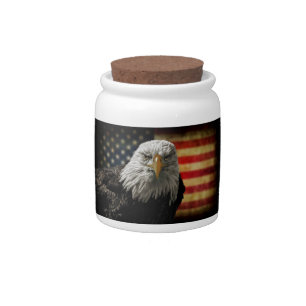 American Bald Eagle on Grunge Flag Candy Jar