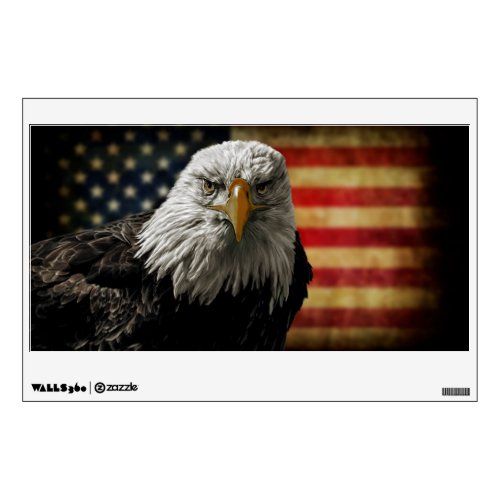 American Bald Eagle on Grunge Flag Wall Sticker