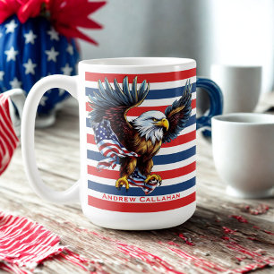 American Bald Eagle Patriotic USA Flag 4 of July Coffee Mug