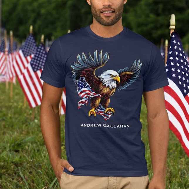 American Bald Eagle Patriotic USA Flag 4 of July T-Shirt (Creator Uploaded)
