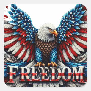 American Bald Eagle Patriotic USA Flag Freedom Square Sticker