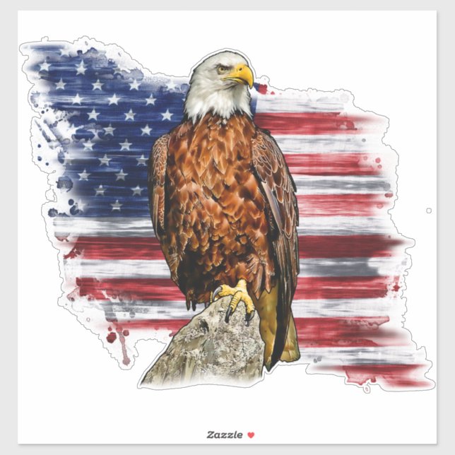 American Bald Eagle Patriotic USA Flag  Sticker (Sheet)