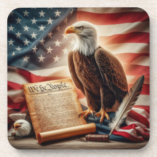 American Bald Eagle Patriotism Beverage Coaster