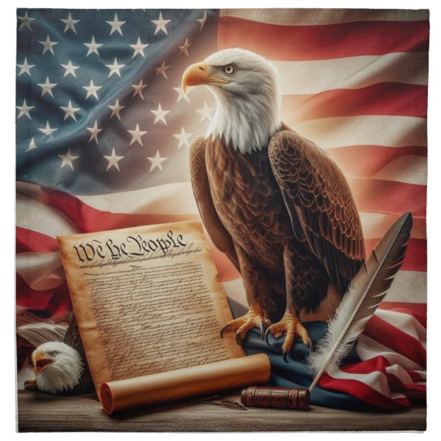 American Bald Eagle Patriotism Cloth Napkin (Front)