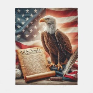 American Bald Eagle Patriotism Fleece Blanket