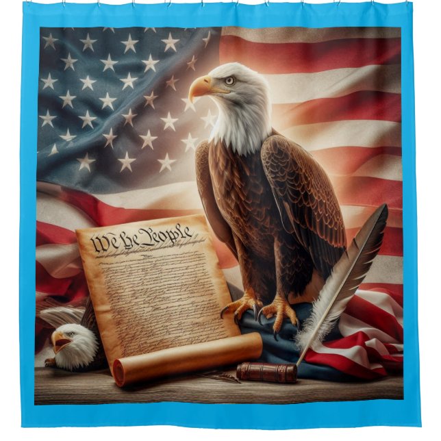 American Bald Eagle Patriotism Shower Curtain (Front)
