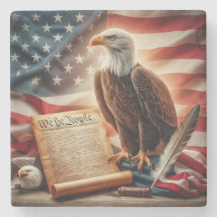 American Bald Eagle Patriotism Stone Coaster