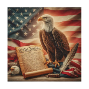 American Bald Eagle Patriotism Wood Wall Art