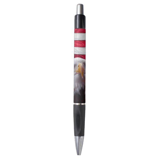 American Bald eagle portrait and flag Pen (Front Vertical)