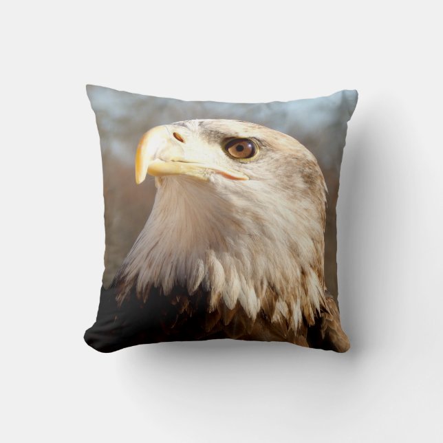 American Bald Eagle Proud Throw Pillow (Front)