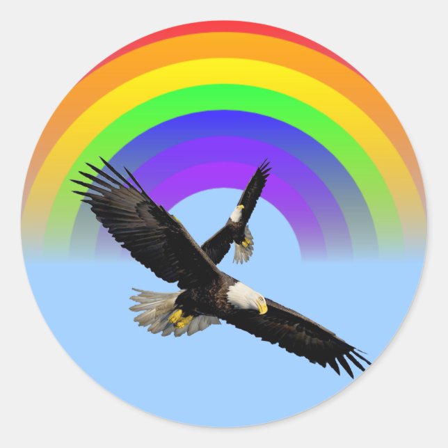 American Bald Eagle Rainbow Sticker (Front)
