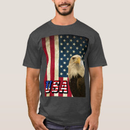 American Bald Eagle Retro Flag, USA Shirt- ZKOA T-Shirt