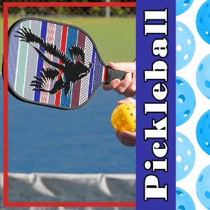 American Bald Eagle Silhouette, Red, White & Blue Pickleball Paddle