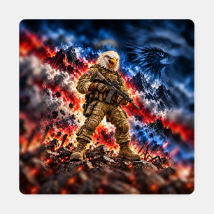American Bald Eagle Tactical Warrior 4 Inch square Coaster Set
