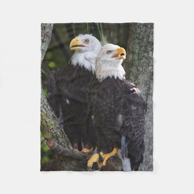 American Bald Eagle Throw Fleece Blanket (Front)