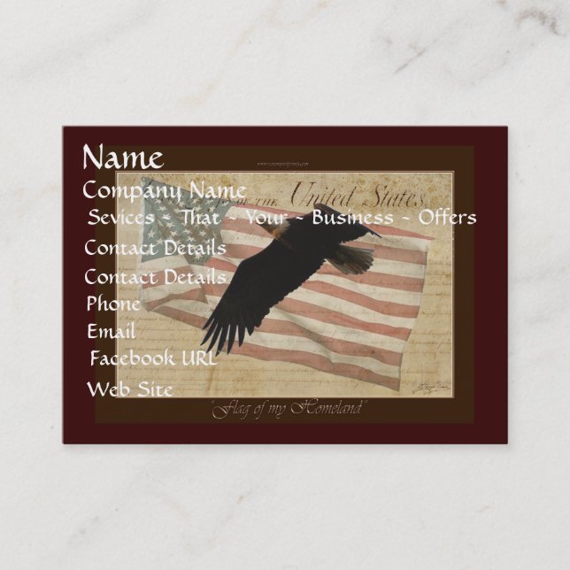 AMERICAN BALD EAGLE & US FLAG Biz Card (Front)