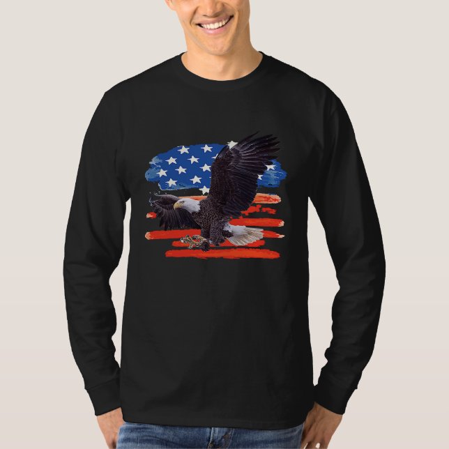 American Bald Eagle USA Flag  4th of July Eagle Fl T-Shirt (Front)