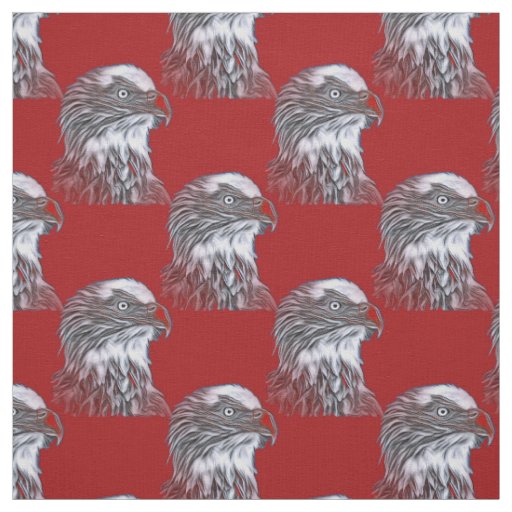 American Bald Eagle USA Red Fabric