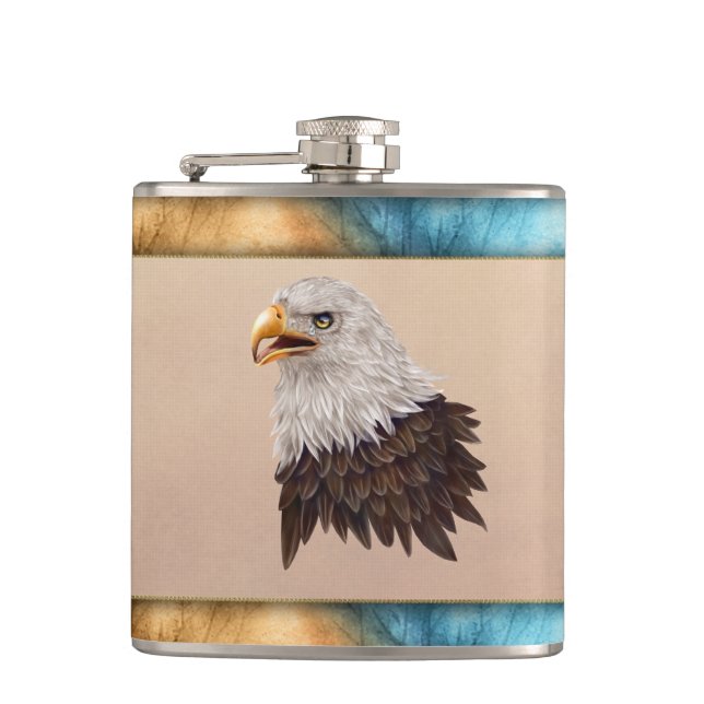 American Bald Eagle Vinyl Wrapped Flask (Front)