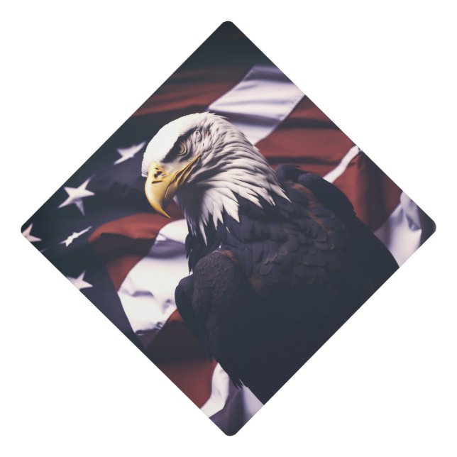 American Bald Eagle w/American Flag Tassel Topper (Front)