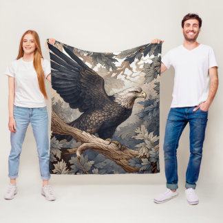 American Bald Eagle W. Morris style Fleece Blanket