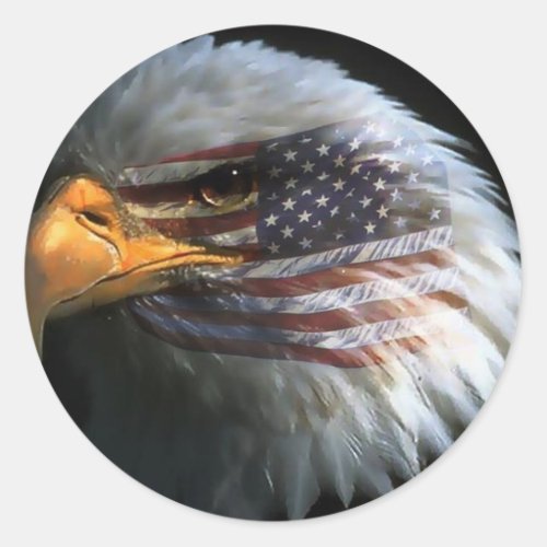 American bald eagle with American flag stickers