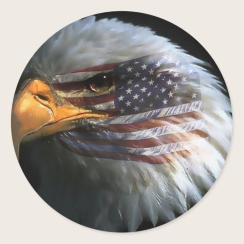 American bald eagle with American flag stickers